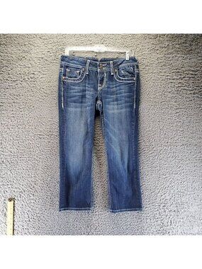 Vigoss Jeans Womens Size 3 Blue The Dublin Capri Distressed Denim *Read*